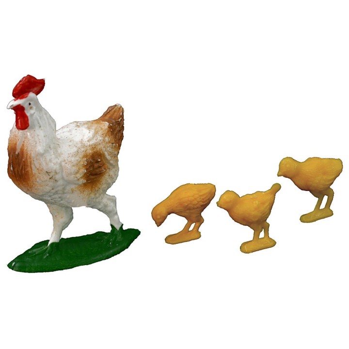 Set gallina e 3 pulcini serie Oliver per statue 10 cm