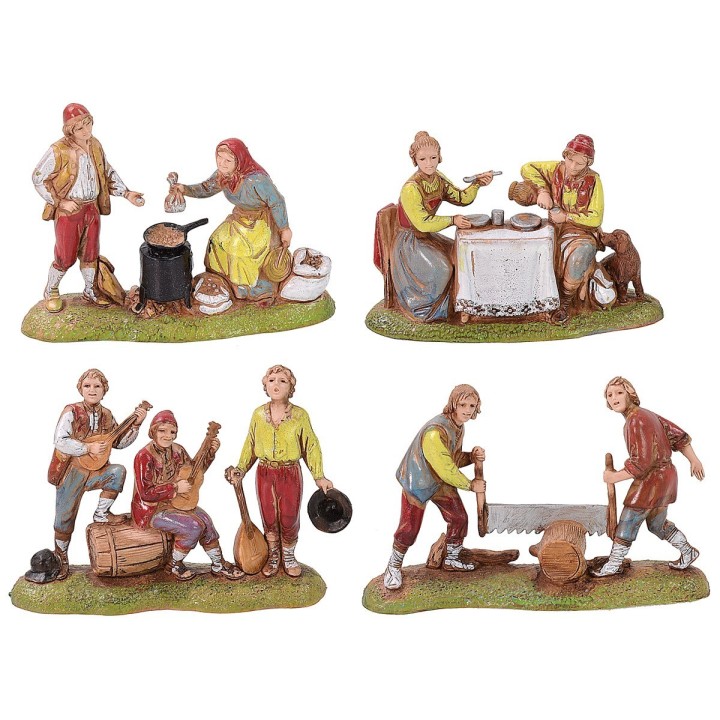 Set of 4 groups at work 6 cm Neapolitans