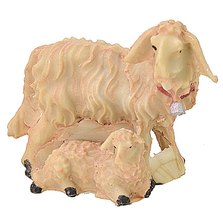 Pecora con agnello in resina per statue 9-10 cm
