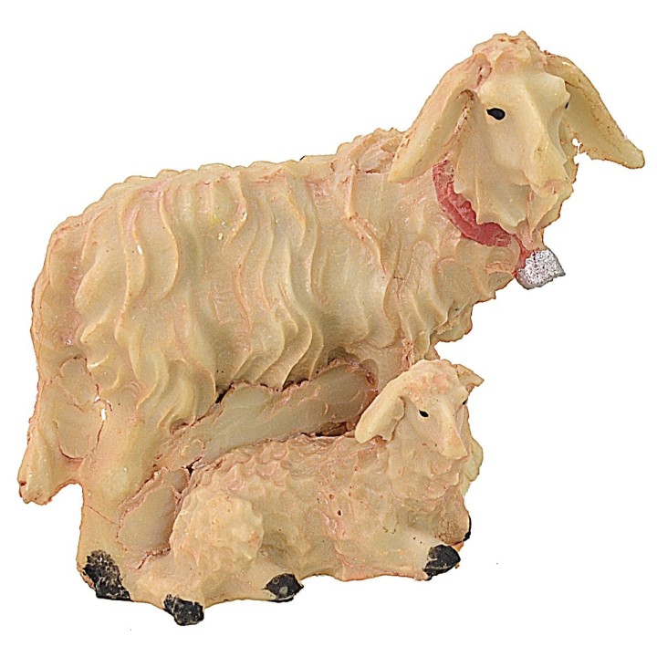 Pecora con agnello in resina per statue 9-10 cm