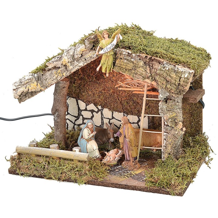 Hut with light complete with Nativity 10 cm Landi series