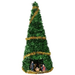 Albero di Natale cm 50 completo di Natività cm 8 con addobbi oro