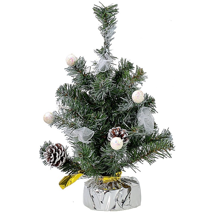 Albero di Natale innevato 45 cm con base decorato
