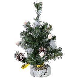 Árbol de Navidad nevado de 45 cm con base decorada