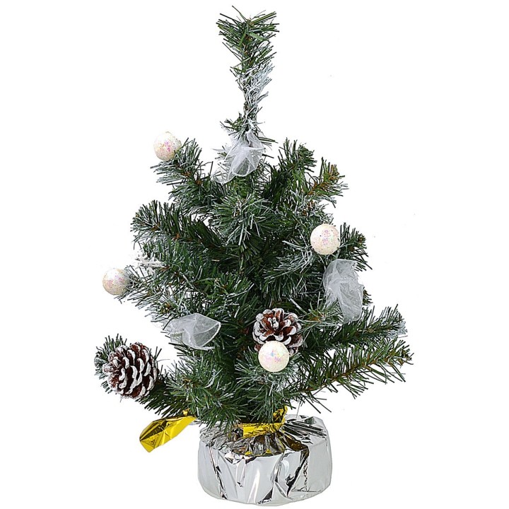 Albero di Natale innevato 45 cm con base decorato