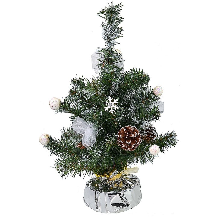 Albero di Natale innevato 45 cm con base decorato