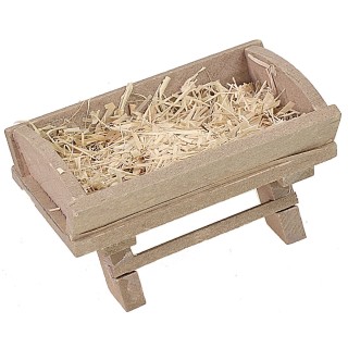 Cuna de madera con paja de 5x3,5x2 cm h