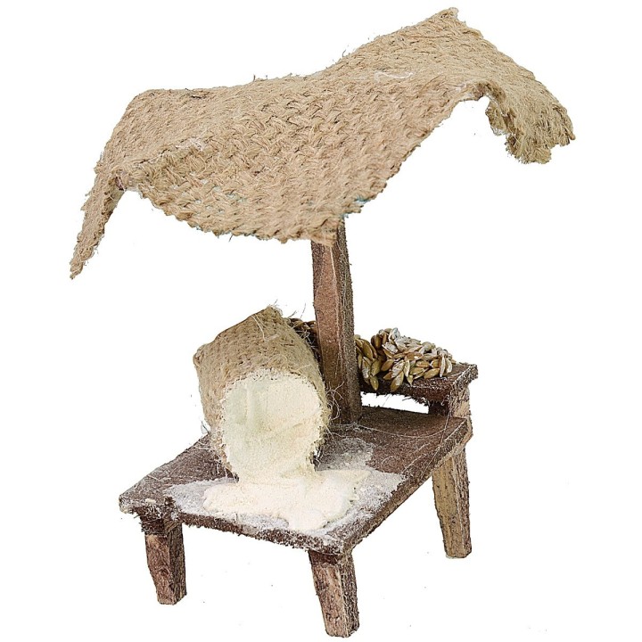 Bancarella mercato con farina cm 11x10,5x12 h per Presepe