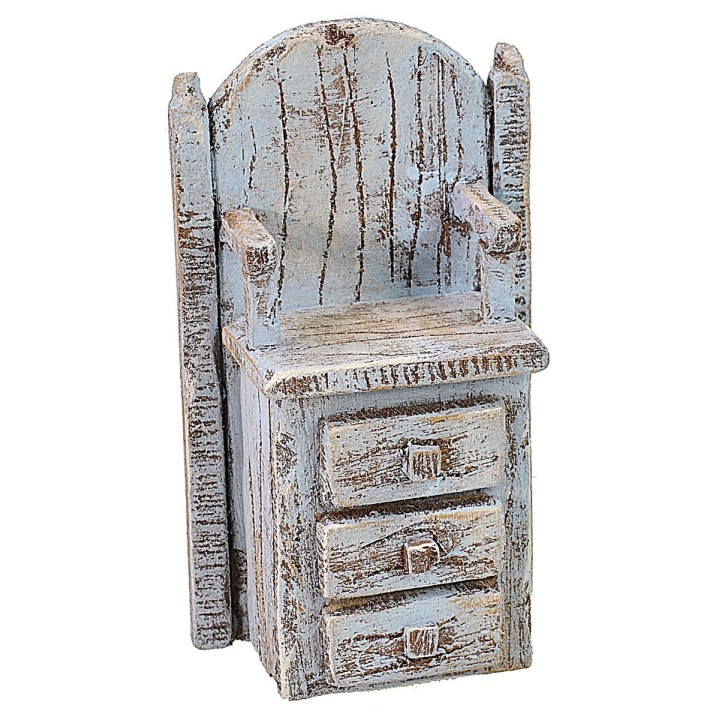 Sedia in legno da lustrascarpe con cassetti cm 5x3,5x9 h