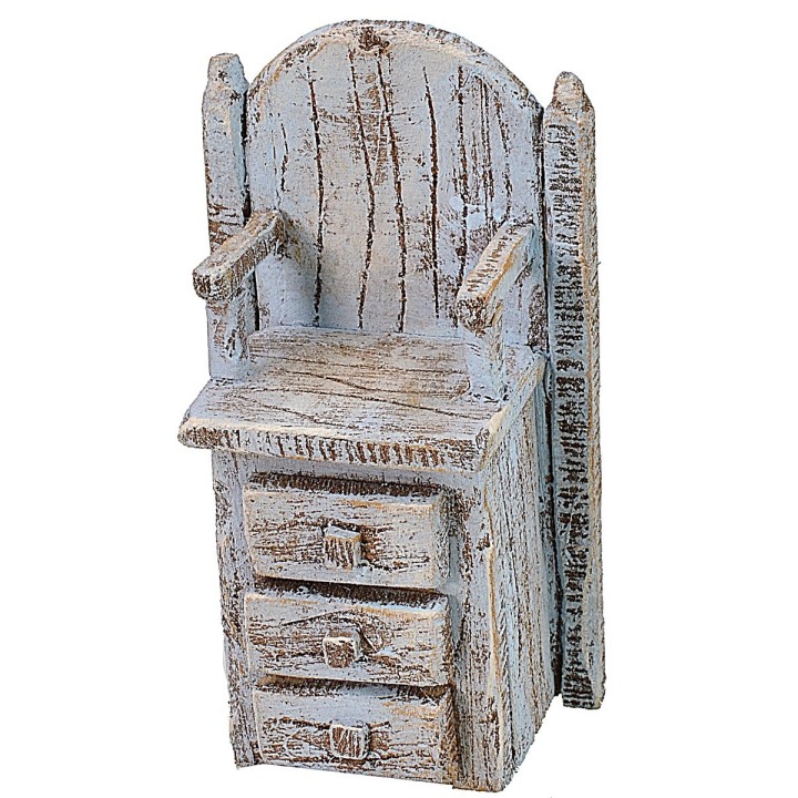 Silla de madera para lustrar zapatos con cajones de 5x3,5x9 cm h