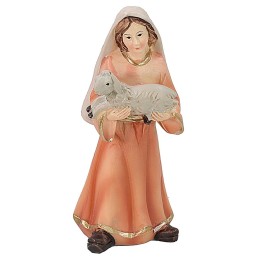 Bambina con agnello in resina serie 9 cm