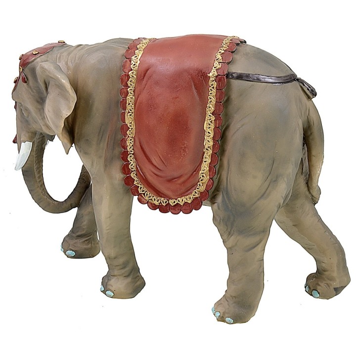 Elephant harnessed in resin cm 27.5x9x21 h