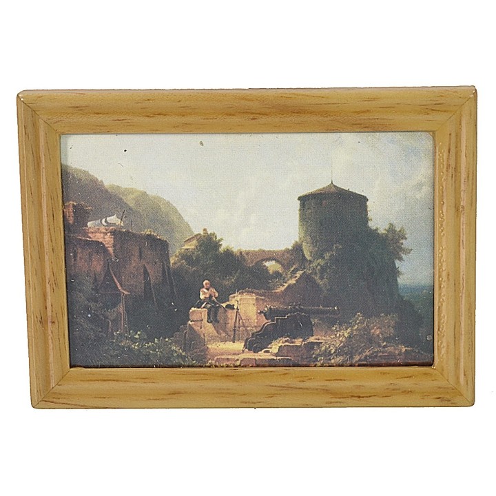 Quadro con paesaggio di campagna 7,2x5,2 cm