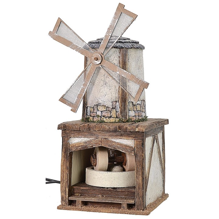 Windmill with working grinder cm 15,5x15,5x36 h
