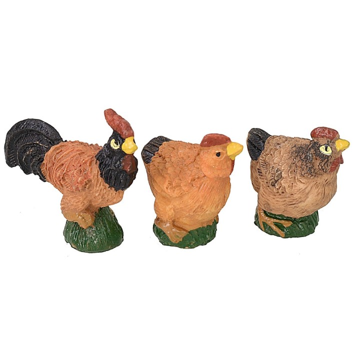 Set of 6 resin gallinaceous for 12 cm statues
