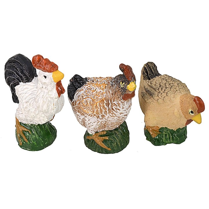 Set of 6 resin gallinaceous for 12 cm statues