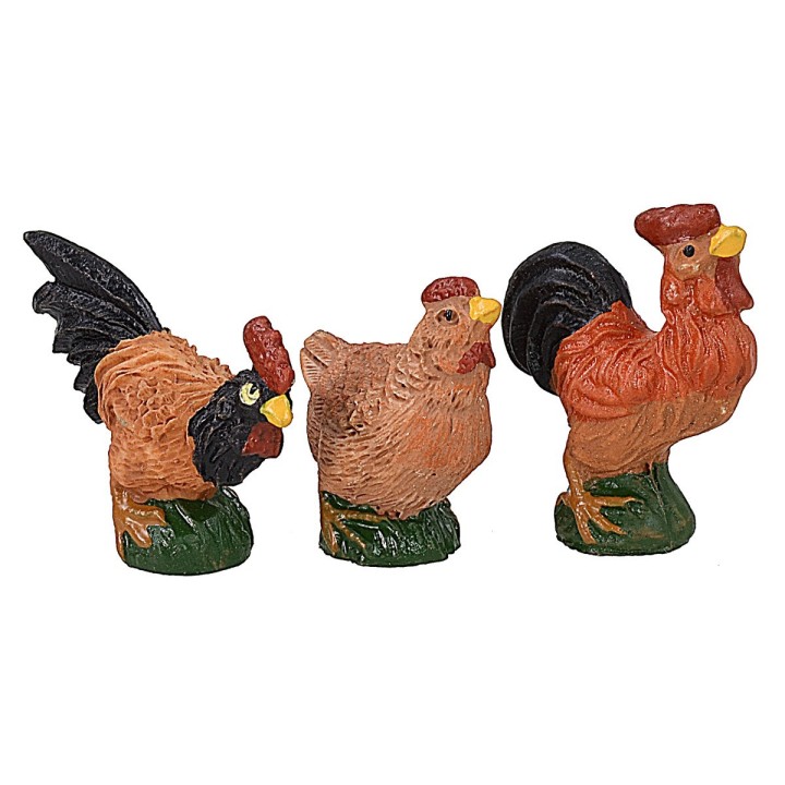 Set 6 gallinacei in resina per statue da 12 cm