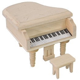 Pianoforte in legno con sgabello cm 6,5x5,5x6,5 h