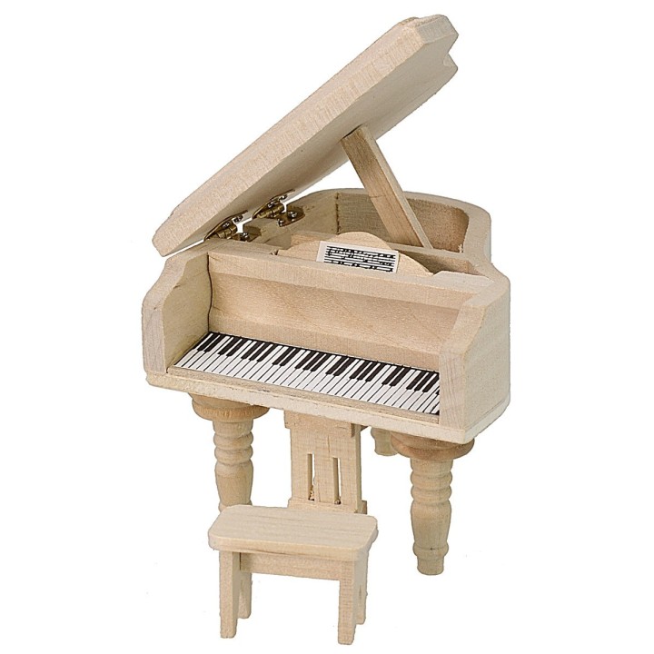 Piano de madera con taburete cm 6,5x5,5x6,5 h