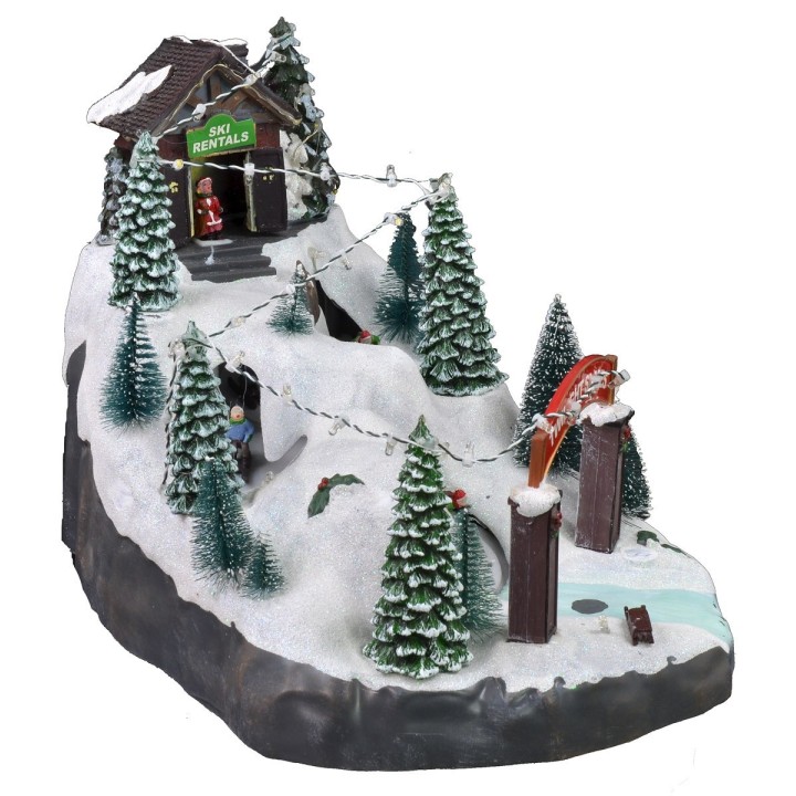 Christmas scenery with battery-operated ski slope cm