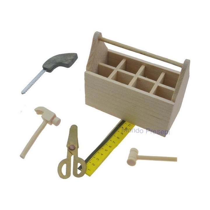 Set 5 utensili da falegname con cassetta porta attrezzi