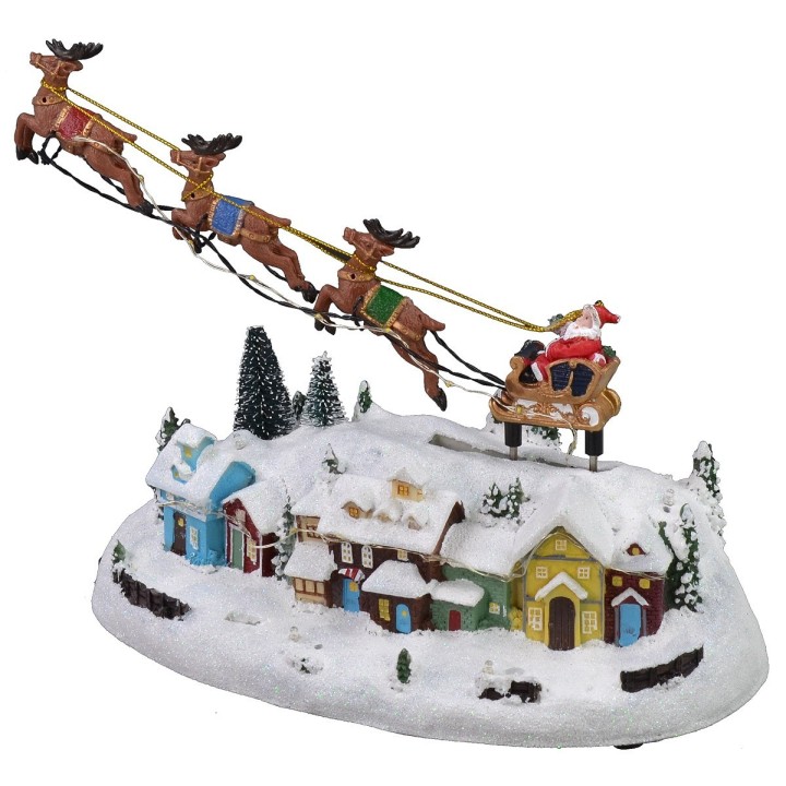 Christmas village with Santa on a sleigh, battery operated