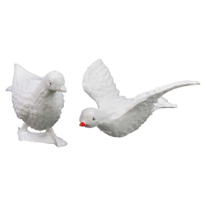 Set 2 colombe in plastica per presepe