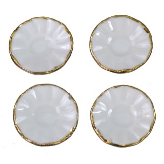 Set of 4 ceramic plates with border decorated with gold detail