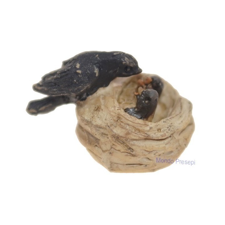 Rondine e uccellini nel nido 1,5 cm