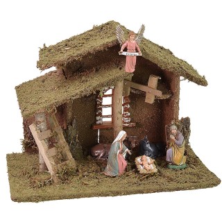 Hut with ladder and window cm 33x18x25 h complete Nativity