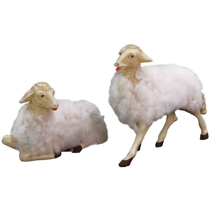 Set of 2 sheep with wool for 30 cm statues