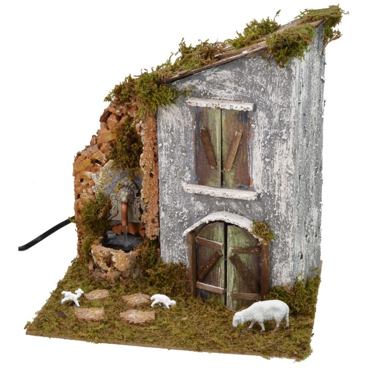 Casita de campo con fuente funcionando cm 24x21x25,5 h