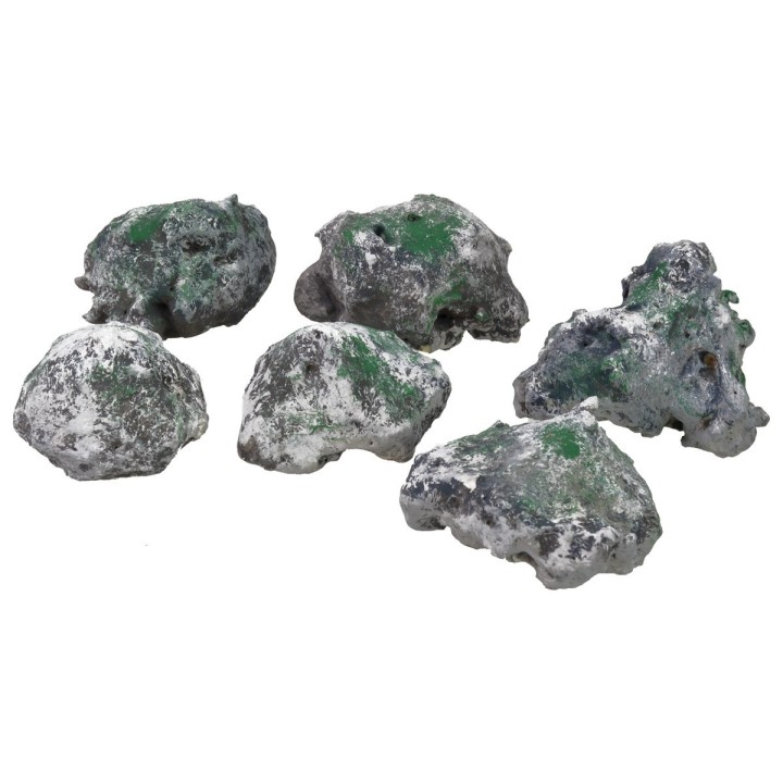 Coloca 6 piedras medianas de varios tamaños.
