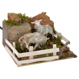 Moving sheep grazing the grass cm 15x15x9 h