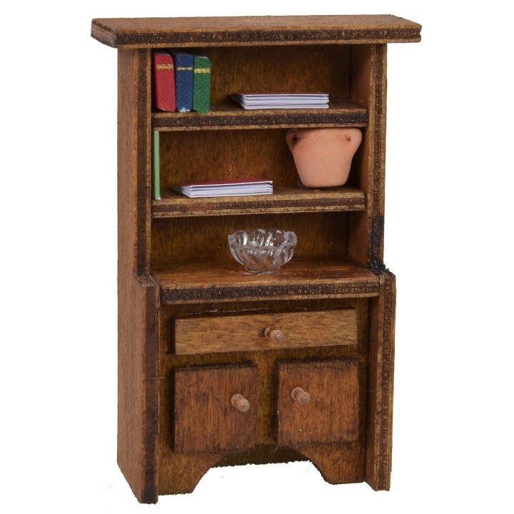 Credenza in legno con libri e soprammobli cm 6,8x2,8x10,2 h