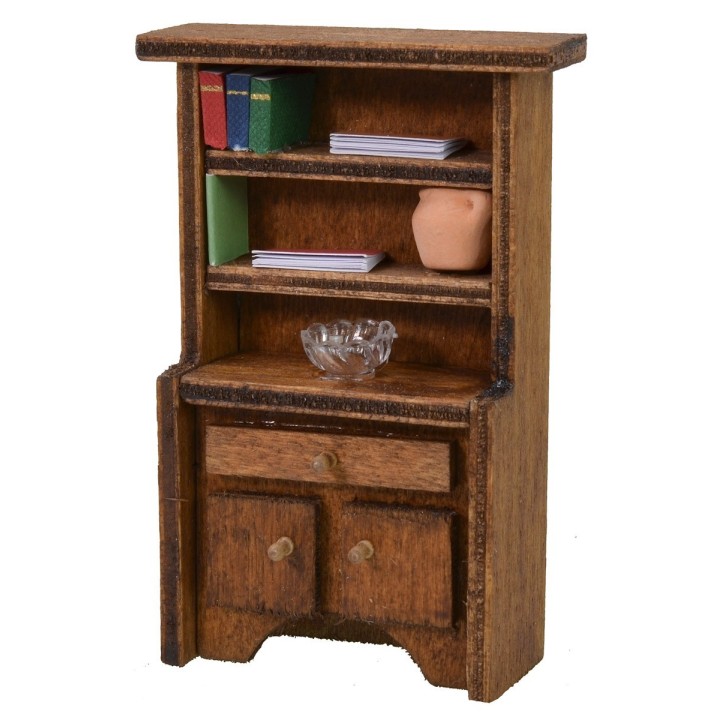 Wooden sideboard with books and ornaments cm 6,8x2,8x10,2 h