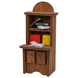 Libreria in legno con scrittoio e libri cm 5,5x4x12,5 h