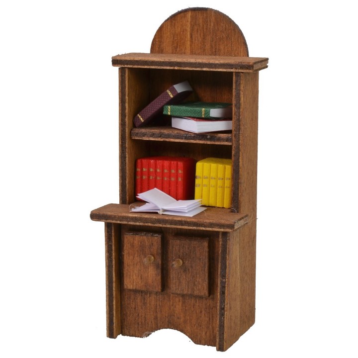 Wooden bookcase with writing desk and books cm 5,5x4x12,5 h