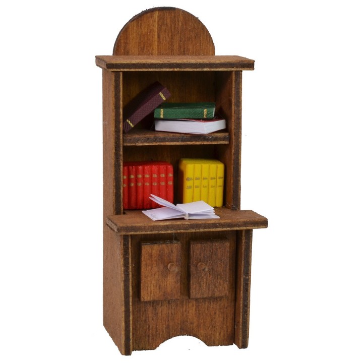 Libreria in legno con scrittoio e libri cm 5,5x4x12,5 h