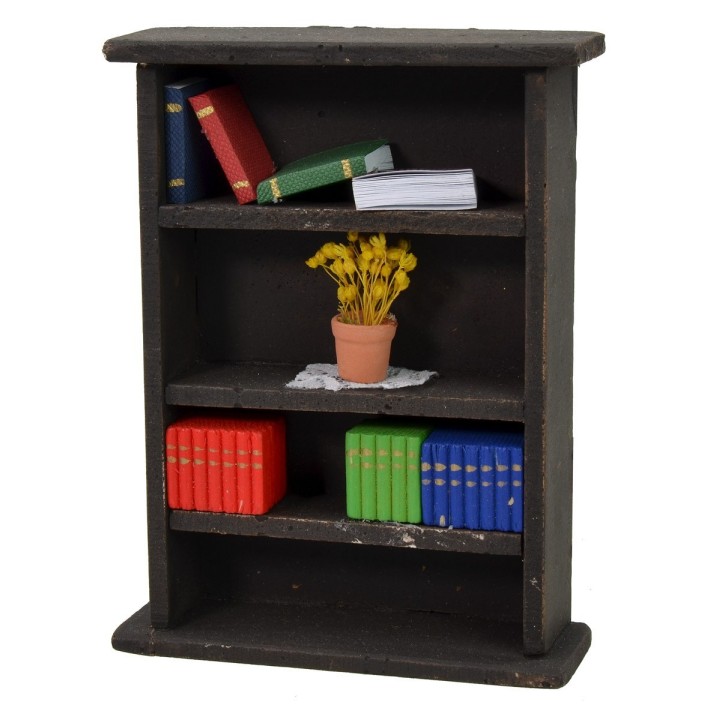 Credenza in resina con libri e fiori cm 9x3x12 h