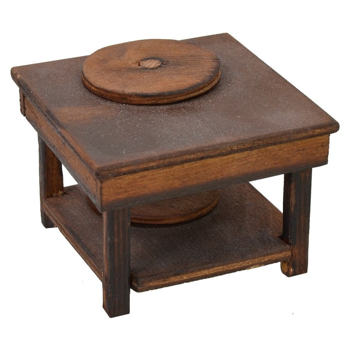 Tavolo con tornio per vasai cm 7x7x5 h per statue cm 10-12