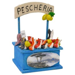 Puesto de pescadería con letrero de 6x6x9 cm h
