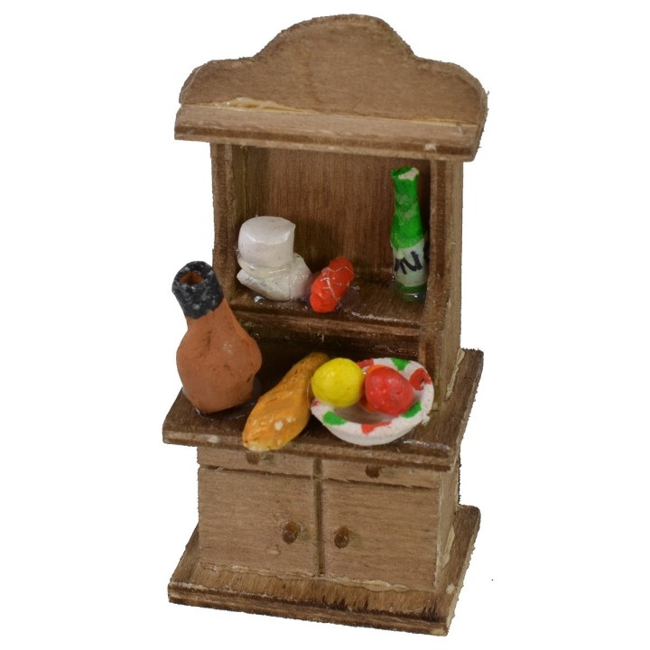 Wooden sideboard with various small parts 3.7x2.7x7.5 h