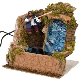 Pescatore in movimento serie 10 cm con cascata funzionante cm