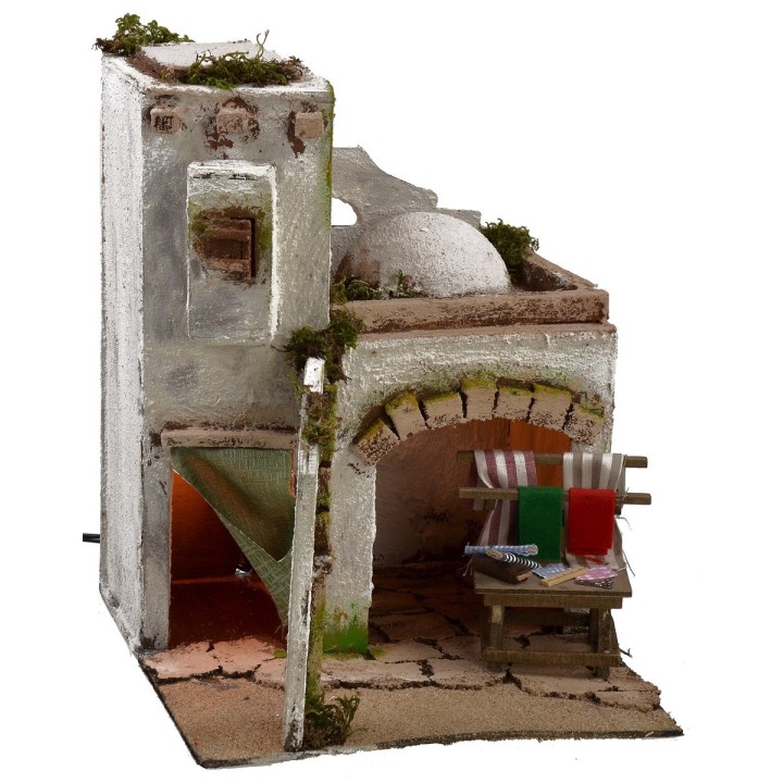 Casa árabe iluminada con taller de costura cm 25x25x31,5 h