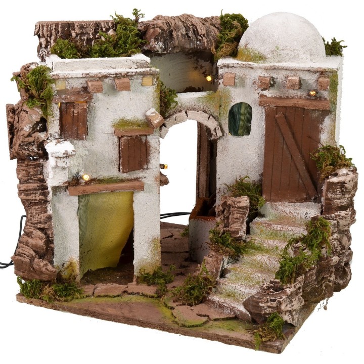 Casa árabe iluminada con fuente de 30x30x29,5 cm h