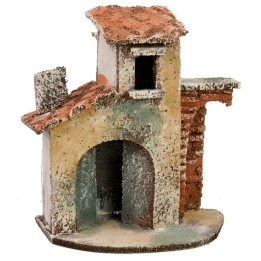 Single house with brick wall ruin 11x7x12.5 cm h