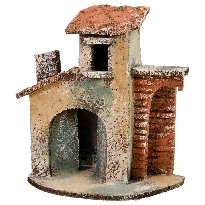 Single house with brick wall ruin 11x7x12.5 cm h
