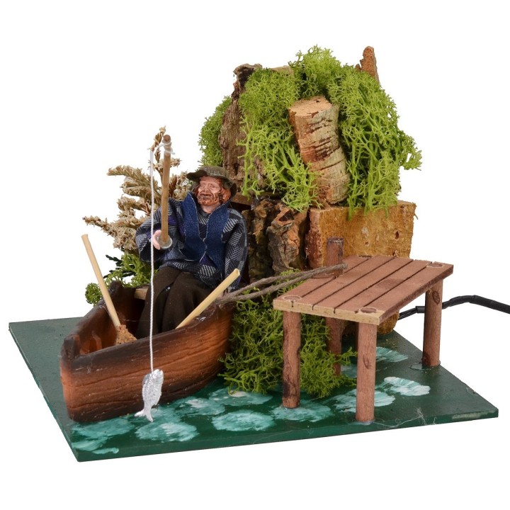 Fisherman on the moving boat 12cm series