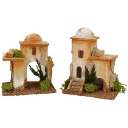Pareja de minaretes con escaleras y arco árabe de 11x8x11,5 cm